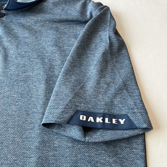 Oakley Polo Shirt Mens Size XL Ensign Blue Light Heather Golf Shirt - Picture 4 of 12